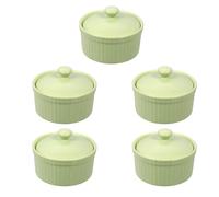 Tazón para Hornear de Cerámica con Tapa, Verde, Fácil Limpiar | Acabado Bonito y Natural, sin Rebabas, Uso Seguro, Adecuado Postres al Horno