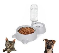 Tazón para Mascotas, Cuenco Doble para Mascotas, Cuenco De Alimentación para Mascotas, Mascotas Cuencos Acero Inoxidable, Comedero para Comida Y Agua, para Perros y Gatos Pequeños a Grandes (Gris)