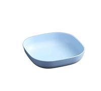 Tazón para mascotas y gatos, cuenco para perros, con forma de media luna, alimentación automática de agua potable, doble tazón para alimentos para gatos (azul)