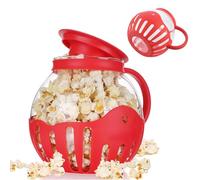 Tazón para Palomitas de Maíz de 2L para Microondas, Popcornera de Vidrio Borosilicato con Tapa de Silicona, Máquina de Palomitas para Bocadillos Caseros Rápidos red