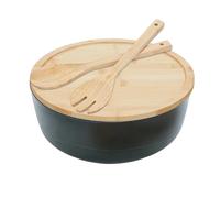 Tazón para servir ensalada | Cuencos grandes para servir con | Utensilios de madera con cuchara, tenedor para el hogar, cocina, cereales, frutas, aperitivos, mezcla, cocina, preparación de