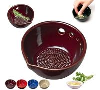 Tazón pelador de hierbas 2 en 1 con rallador de ajo, herramienta peladora de hierbas de cerámica con 5 tamaños de agujeros, herramientas eficientes de cocina para pelar jengibre/ajos/hierbas