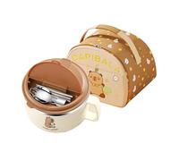 Tazón Ramen Capybara - Set 1300ml con Palillos, Cuenco Grande de Acero Inoxidable con Cuchara y Bolsa Térmica | Capibara Vajilla Multiusos para Fideos, Sopa, Ensalada, Fruta o Cereales en Escuela u Of