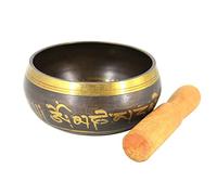 Tazón tibetano nepalés budista tibetano con música cantante de chakras, terapia de campanas curativas, yoga, campanas de chakra tibetanas, 9,5 cm