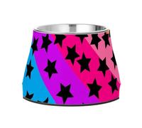 Tazones coloridos para perros con ilustración de estrellas arcoíris para perros, cuenco elevado de acero inoxidable para gatos de alimentación lenta, platos de alivio de bigotes para perros grandes