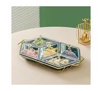 Tazones de Bocadillos Plato y estante de cerámica con cinco rejillas en forma de diamante for el hogar, plato for aperitivos, aperitivos modernos for restaurante, plato de frutas secas for dulces Tazo