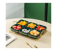 Tazones de Bocadillos Plato y estante de cerámica de seis rejillas for el hogar, plato de fruta for aperitivos, aperitivos modernos for restaurante, plato de fruta seca de caramelo Tazones Para Bocadi