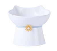 Tazones de comida para gatos de cerámica, cuenco para gatos de cerámica elevado e inclinado | Tazones de alimentación para gatos Anti-vómito gato comida plana bigotes comedero para mascotas p