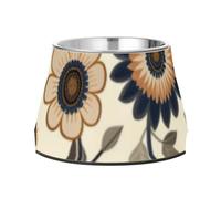 Tazones de flores retro vintage para mascotas, antideslizante, de acero inoxidable, para gatos, para amar a las mascotas, platos aptos para perros para comer lento