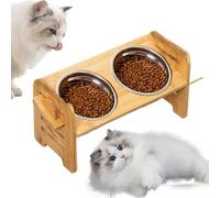 Tazones de perro elevadas, Tilt Raised Pet Double Bowls For Food & Water, Tazones ajustables de acero inoxidable con soporte para perros, gatos, y puppies ajustables para perros elevados, tallados