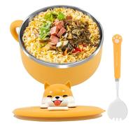 Tazones de ramen de 1200 ml con tapa filtrante - Cuenco de fideos instantáneos con tenedor y cuchara - Cuenco de sopa de microondas con asas - Cuenco para servir instantáneo portátil - Cuenco para