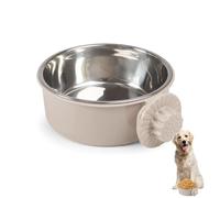 Tazones para jaula de mascotas, cuenco colgante de acero inoxidable para perros, gatos, animales pequeños (gris A)