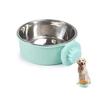 Tazones para jaula de mascotas, de acero inoxidable, cuenco colgante extraíble para alimentos y agua para perros, gatos, animales pequeños (verde)