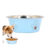 Tazones para perros de acero inoxidable grandes, cuenco de agua de acero inoxidable para perros,Tazón de mascota con huella de dibujos animados, cuenco de agua para perros | Tazones antioxidantes para