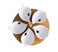 Tazones para salsa Cuencos for salsa con bandeja for servir, plato de cerámica dividido for frutas, plato combinado de frutas secas, cuenco for salsa sumergido, plato for aperitivos for el hogar Tazas