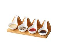 Tazones para salsa Cuencos pequeños de cerámica for salsa con bandeja for servir | Cuencos/platos for salsa aptos for salsas, cereales, ensaladas y postres, juego de 5 Tazas de Salsa