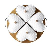 Tazones para salsa Juego de cuencos for servir, cuencos for salsa con bandeja for servir, Plato de frutas dividido de cerámica, plato de frutas secas Dim Sum for té de la tarde con tapa Tazas de Salsa