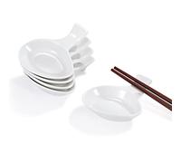 Tazones para salsa Palillos 6 tazones para salsa de porcelana con soporte para palillos (9 x 7,5 x 2,5 cm) Salsa de soja Vinagre de chile Condimentos Tazones para salsa de soja Tazones para sushi