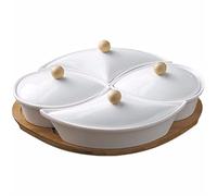 Tazones para salsa Plato de cerámica dividido for frutas, plato combinado de frutas secas, bandeja y platos for servir, cuencos divididos for fiestas, platos extraíbles for servir patatas fritas y sal