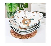 Tazones para salsa Plato de cerámica Forma de amor Platos de cena Platos de ensalada de venado de dibujos animados de 8 pulgadas Platos de cena pequeños for lados Platos de refrigerio Cocina Cerámica