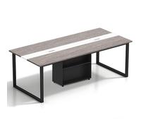 Tazyee Mesa de Conferencias Grande con Módulo de Almacenamiento - Mesa de Reuniones Moderna 8-12 Personas, Estructura Metálica Negra, Ideal para Oficinas, Salas de Reuniones y Seminarios