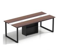 Tazyee Mesa de Conferencias Grande con Módulo de Almacenamiento - Mesa de Reuniones Moderna 8-12 Personas, Estructura Metálica Negra, Ideal para Oficinas, Salas de Reuniones y Seminarios