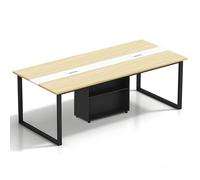 Tazyee Mesa de Conferencias Grande con Módulo de Almacenamiento - Mesa de Reuniones Moderna 8-12 Personas, Estructura Metálica Negra, Ideal para Oficinas, Salas de Reuniones y Seminarios