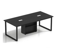 Tazyee Mesa de Conferencias Grande con Módulo de Almacenamiento - Mesa de Reuniones Moderna 8-12 Personas, Estructura Metálica Negra, Ideal para Oficinas, Salas de Reuniones y Seminarios