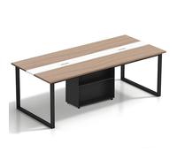 Tazyee Mesa de Conferencias Grande con Módulo de Almacenamiento - Mesa de Reuniones Moderna 8-12 Personas, Estructura Metálica Negra, Ideal para Oficinas, Salas de Reuniones y Seminarios