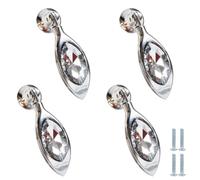 TAZYYZUU Juego de 4 pomos Colgantes Cristal for armarios, Tiradores for Puertas y cajones con Forma Hoja. Ideales for, roperos decoración del hogar(Silver)