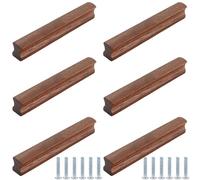 TAZYYZUU Juego de 6 pomos Madera for cajones, Tiradores Redondos for armarios, Cocina, vinotecas, cómodas y roperos(Walnut,Hole Center 96mm/3.75 Inches)