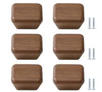 TAZYYZUU Juego de 6 pomos Madera for cajones, Tiradores Redondos for armarios, Cocina, vinotecas, cómodas y roperos(Walnut,Square 40mm)