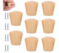 TAZYYZUU Juego de 8 Tiradores Madera for cajones Muebles, cónicos con Tornillos, Aptos for armarios, roperos y cómodas(Beech,22 * 22mm)