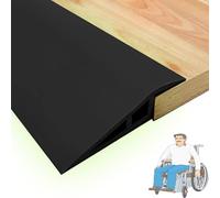 TAZYYZUU Tira de transición rampa umbral Vinilo, Tira Ajuste Borde Piso autoadhesiva, Reductor superposición Alfombra laminada Caucho Flexible for Puertas(Black,L 100 cm x H 1.5 cm)