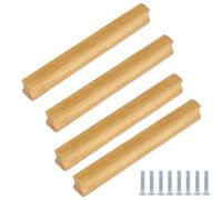 TAZYYZUU Tiradores de Madera for armarios Cocina (Paquete 4) for Muebles for for Puertas(Beech,Hole Center 128mm/5 Inches)