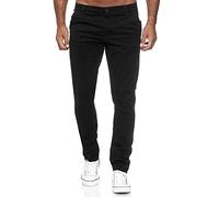 Tazzio 19530 - Pantalón chino elástico de ajuste delgado para hombre con mezcla de algodón - Pantalón de ocio de diseño, para todo el año, cómodo, Negro , 31W / 30L