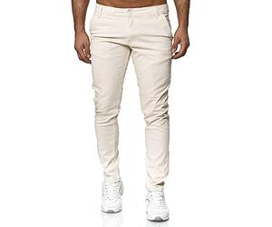 Tazzio 19530 - Pantalón chino elástico de ajuste delgado para hombre con mezcla de algodón - Pantalón de ocio de diseño, para todo el año, cómodo, crudo, 31W / 30L