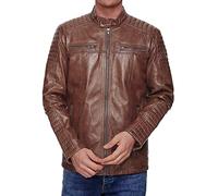 Tazzio - Chaqueta de cuero para hombre, de piel auténtica, estilo motero, 19709, marrón, XL