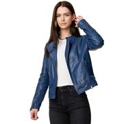 Tazzio Chaqueta de cuero para mujer, estilo biker F523, azul marino, S