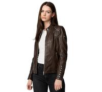 Tazzio Chaqueta de cuero para mujer, estilo Biker Look F521, marrón, S