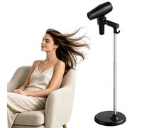 TAZZOR Soporte para secador de Pelo de pie de 43 a 130 cm, Altura Ajustable | sin agujeros, giratorio 360°, soporte para el secador, para casa, hotel, barbershop, salones
