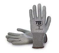 TB Guante de Protección Anticortes 401G2 DYN | Guante de Trabajo Recubierto de Poliuretano Gris en Palma, Soporte HPPE Gris y Fibra de Vidrio. Elástico, Transpirable y Resistente - Talla 9