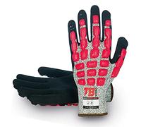 TB Guante de Protección TB 490RMF Impact | Guante de Trabajo con Protecciones de Látex Inyectado Anti-Impacto en Dorso y Puño Elástico. Resistente a Aceites y Lubricantes - Color Rojo - Talla 8