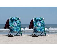 TB Set de 2 Sillas de Playa Reclinables de 5 Posiciones con Marco de Aluminio Ligero, Bolsa Aislada con Cremallera, Soportes para Tazas y Teléfono, Correas Acolchadas, Diseño Modelo 2026 Palmeras
