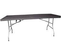 TB Thayba Mesa Plegable Rectangular, 180x70x74cm, Resina con Patas de Acero, para Eventos y Terrazas, Color Negro (Madera)