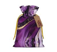 TBABMDPDM 1 bolsa de regalo de Navidad con estampado de mármol morado oscuro, bolsas de arpillera con cordón, varios tamaños para recuerdos de fiesta