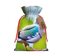 TBABMDPDM 3 bolsas de regalo de Navidad con estampado de paloma de dibujos animados, bolsas de arpillera con cordón, varios tamaños para recuerdos de fiesta