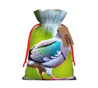 TBABMDPDM 3 bolsas de regalo de Navidad con estampado de paloma de dibujos animados, bolsas de arpillera con cordón, varios tamaños para recuerdos de fiesta