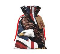 TBABMDPDM Bolsas de regalo de Navidad con diseño de águila con bandera de Estados Unidos, bolsas de arpillera con cordón, varios tamaños para recuerdos de fiesta