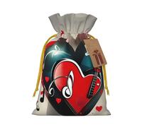 TBABMDPDM Bolsas de regalo de Navidad con estampado de amor y música, bolsas de arpillera con cordón, varios tamaños para recuerdos de fiesta